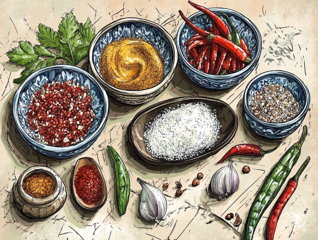 thai spices on dishes